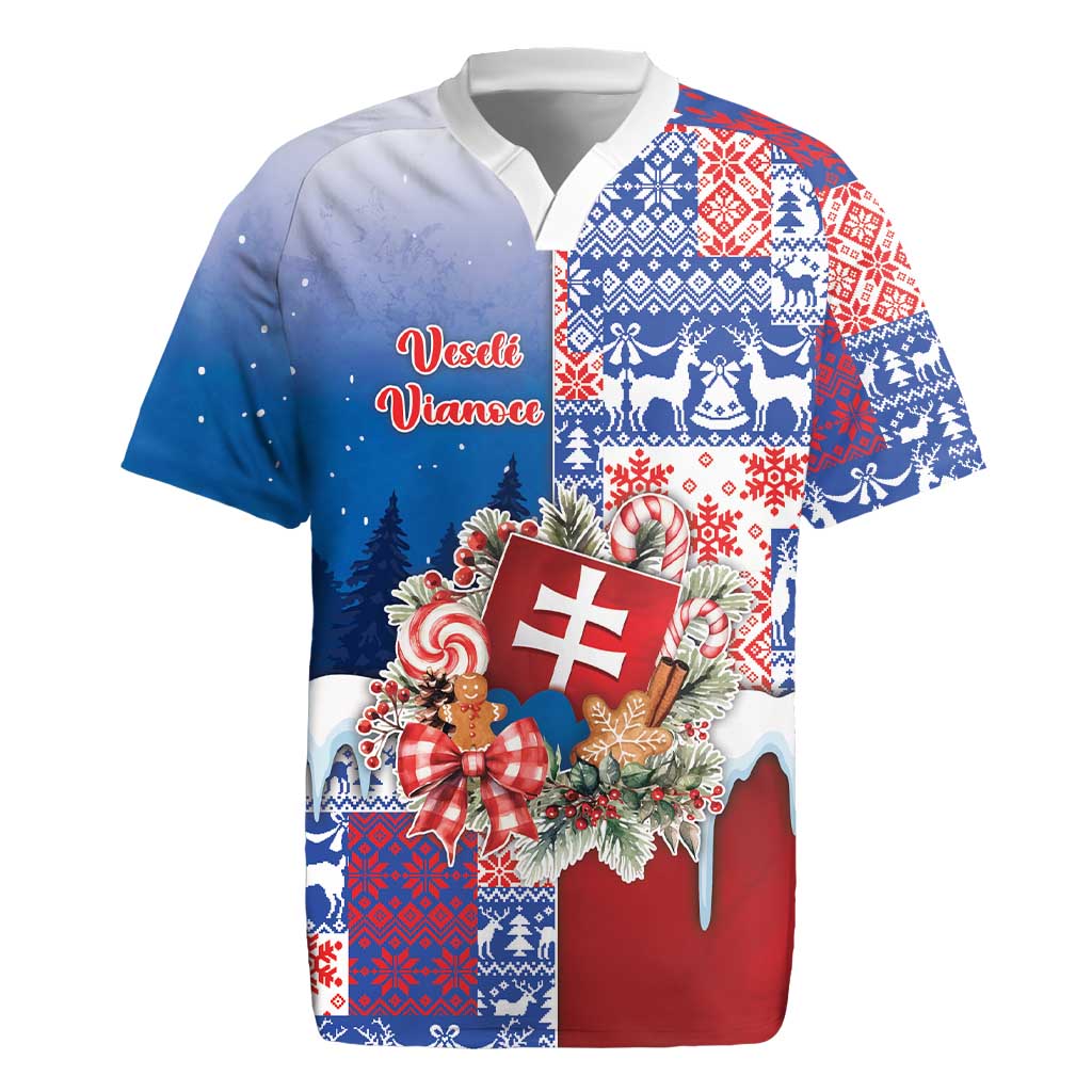 Slovakia Christmas Rugby Jersey Vesale Vianoce Xmas Pattern - Wonder Print Shop