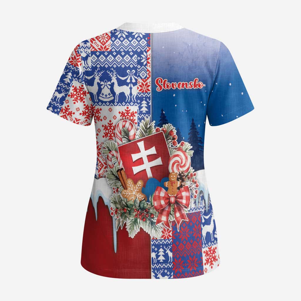 Slovakia Christmas Scrub Top Vesale Vianoce Xmas Pattern - Wonder Print Shop