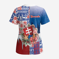 Slovakia Christmas Scrub Top Vesale Vianoce Xmas Pattern - Wonder Print Shop