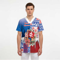Slovakia Christmas Scrub Top Vesale Vianoce Xmas Pattern - Wonder Print Shop
