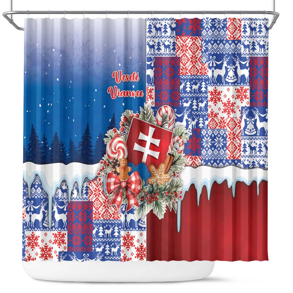 Slovakia Christmas Shower Curtain Vesale Vianoce Xmas Pattern - Wonder Print Shop