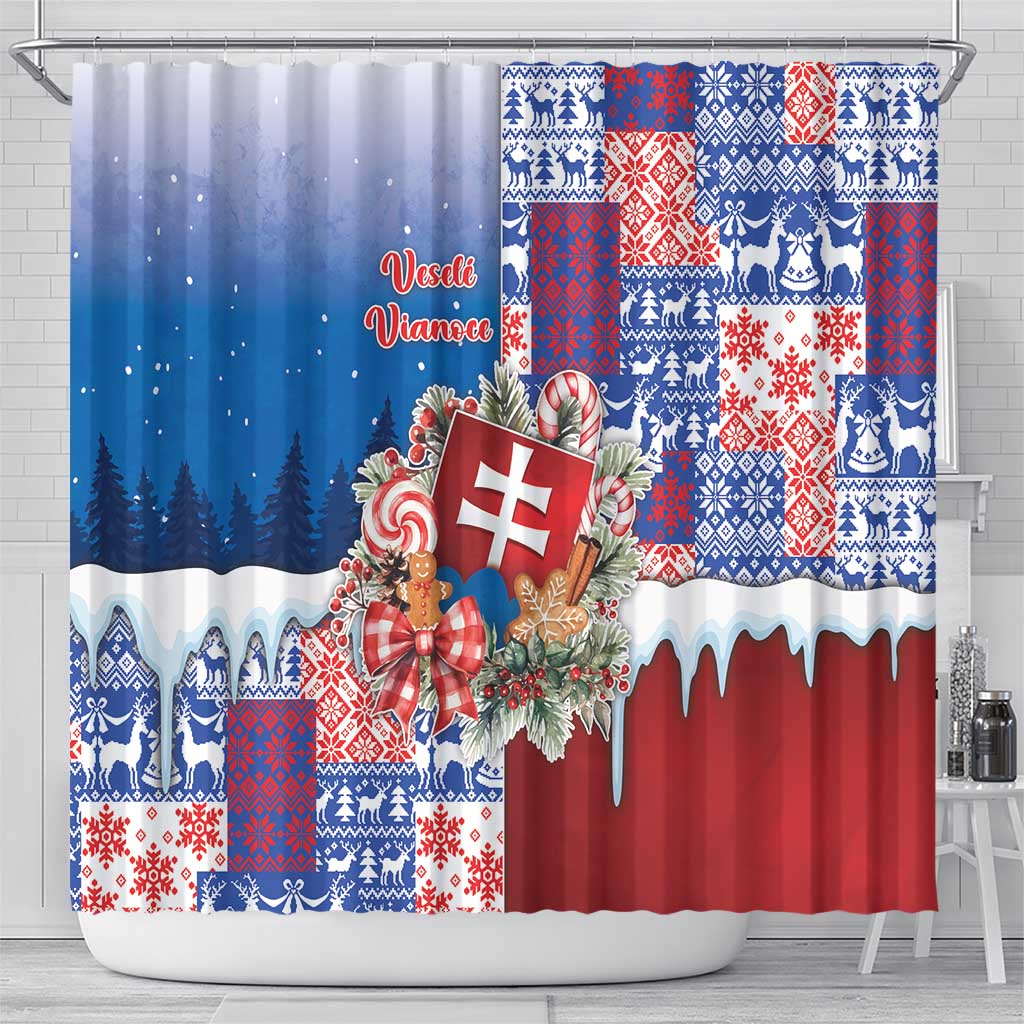 Slovakia Christmas Shower Curtain Vesale Vianoce Xmas Pattern - Wonder Print Shop