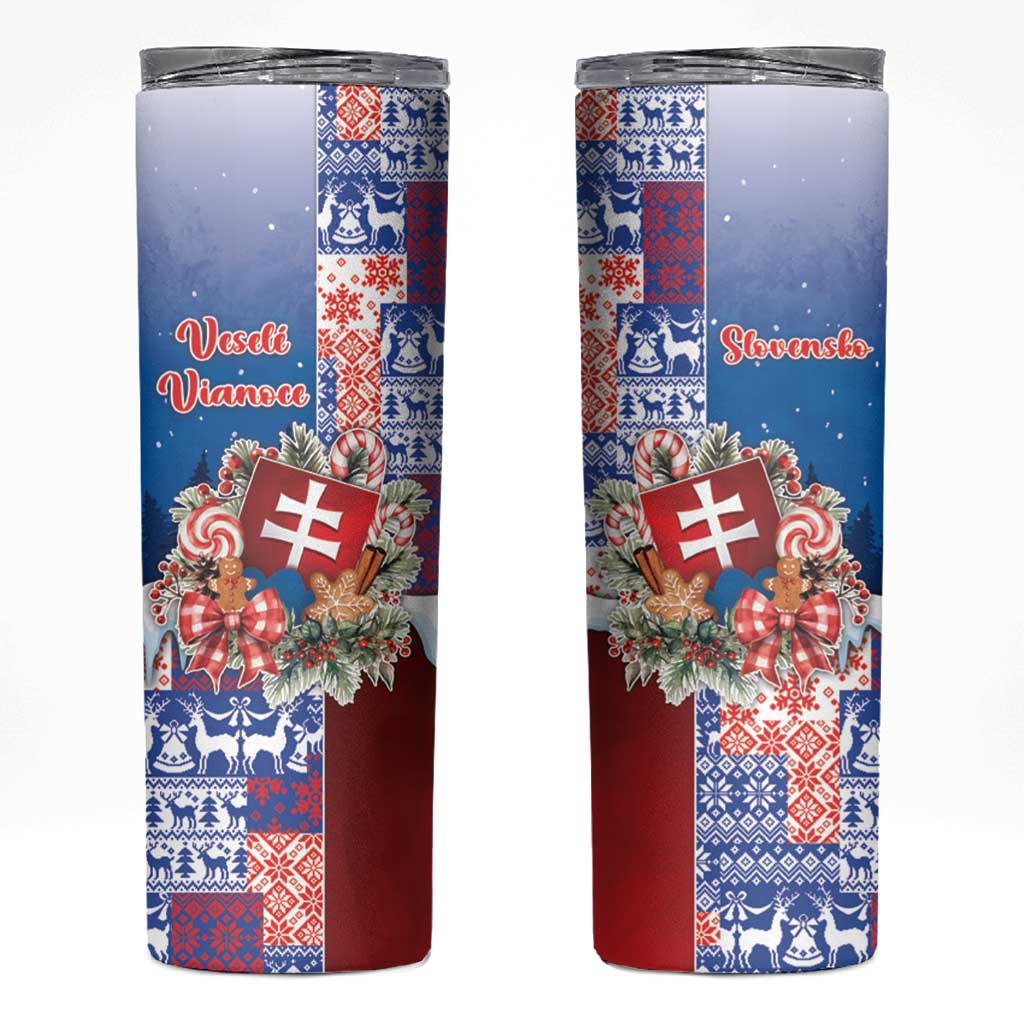 Slovakia Christmas Skinny Tumbler Vesale Vianoce Xmas Pattern - Wonder Print Shop