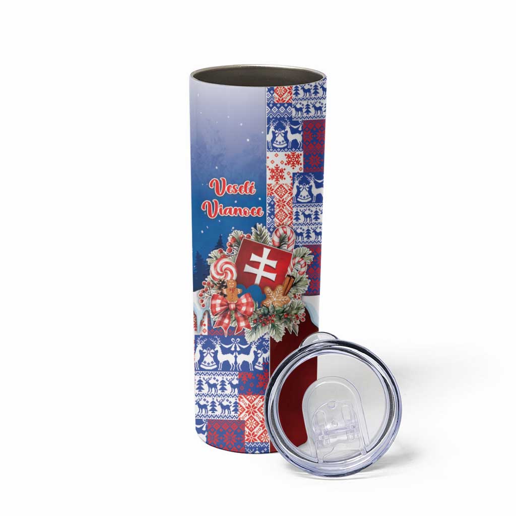 Slovakia Christmas Skinny Tumbler Vesale Vianoce Xmas Pattern - Wonder Print Shop