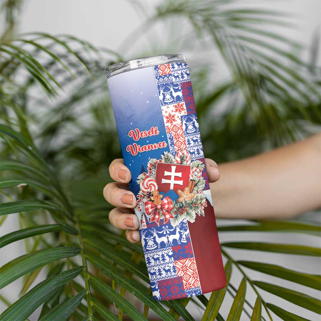 Slovakia Christmas Skinny Tumbler Vesale Vianoce Xmas Pattern - Wonder Print Shop