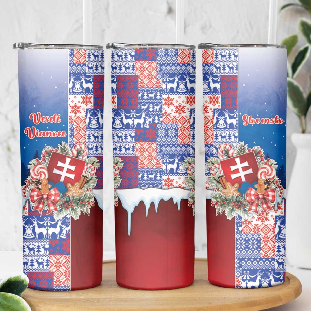 Slovakia Christmas Skinny Tumbler Vesale Vianoce Xmas Pattern - Wonder Print Shop