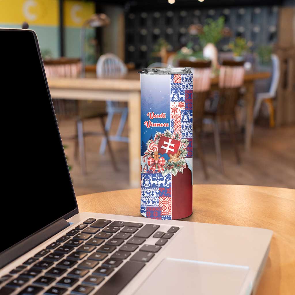 Slovakia Christmas Skinny Tumbler Vesale Vianoce Xmas Pattern - Wonder Print Shop