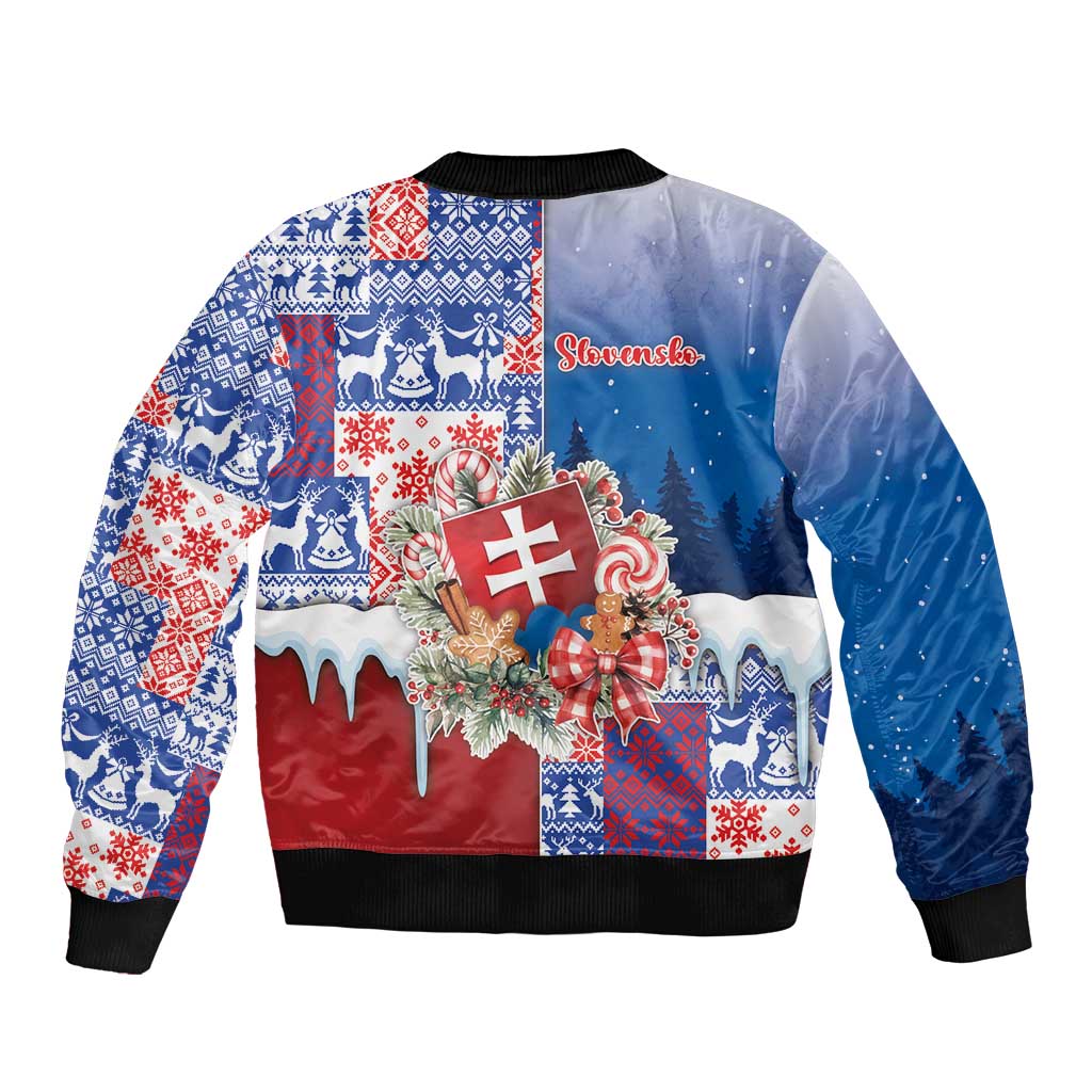 Slovakia Christmas Sleeve Zip Bomber Jacket Vesale Vianoce Xmas Pattern - Wonder Print Shop