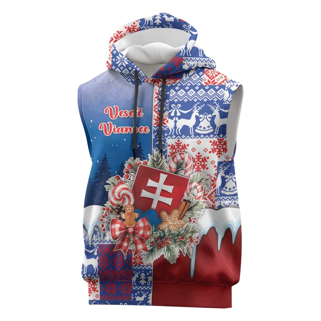 Slovakia Christmas Sleeveless Hoodie Vesale Vianoce Xmas Pattern - Wonder Print Shop