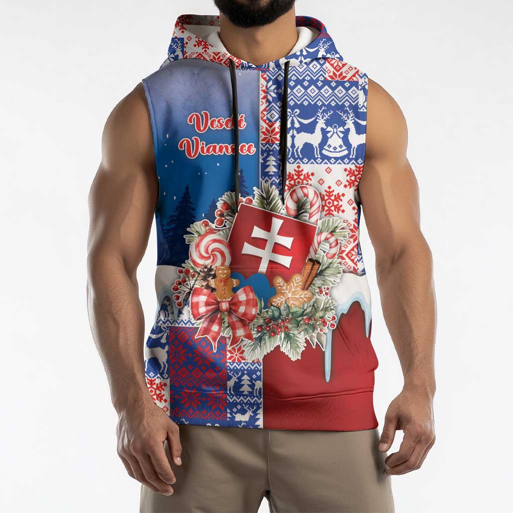 Slovakia Christmas Sleeveless Hoodie Vesale Vianoce Xmas Pattern - Wonder Print Shop