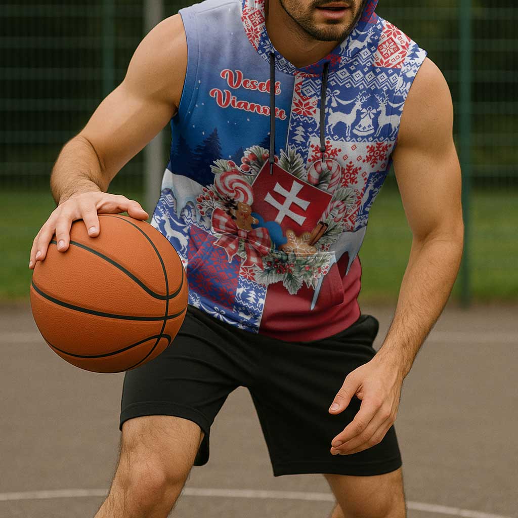 Slovakia Christmas Sleeveless Hoodie Vesale Vianoce Xmas Pattern - Wonder Print Shop