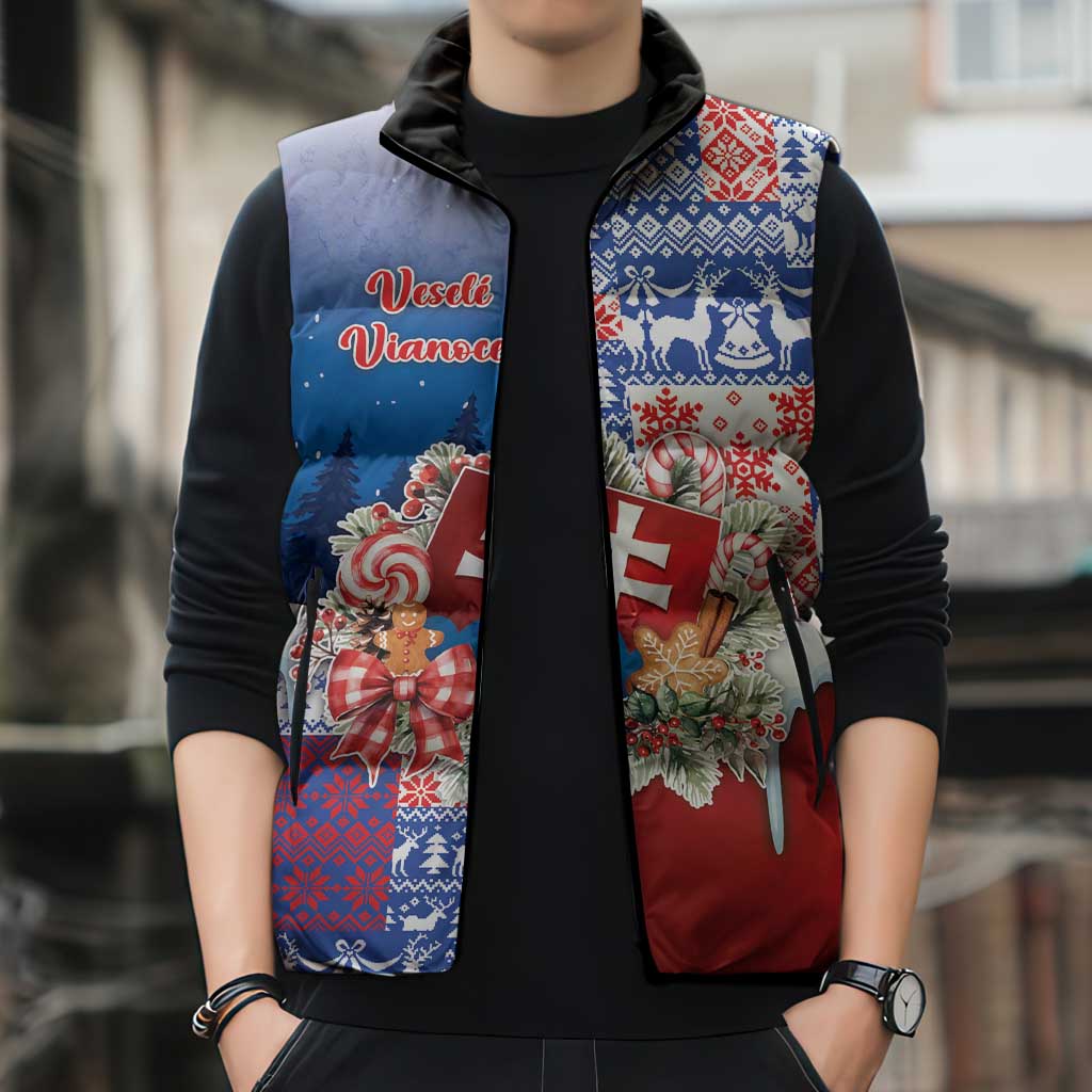 Slovakia Christmas Sleeveless Puffer Jacket Vesale Vianoce Xmas Pattern - Wonder Print Shop