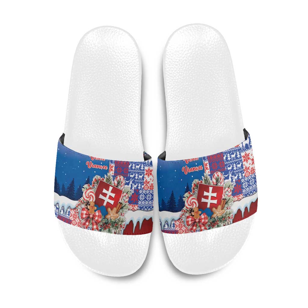 Slovakia Christmas Slide Sandals Vesale Vianoce Xmas Pattern - Wonder Print Shop