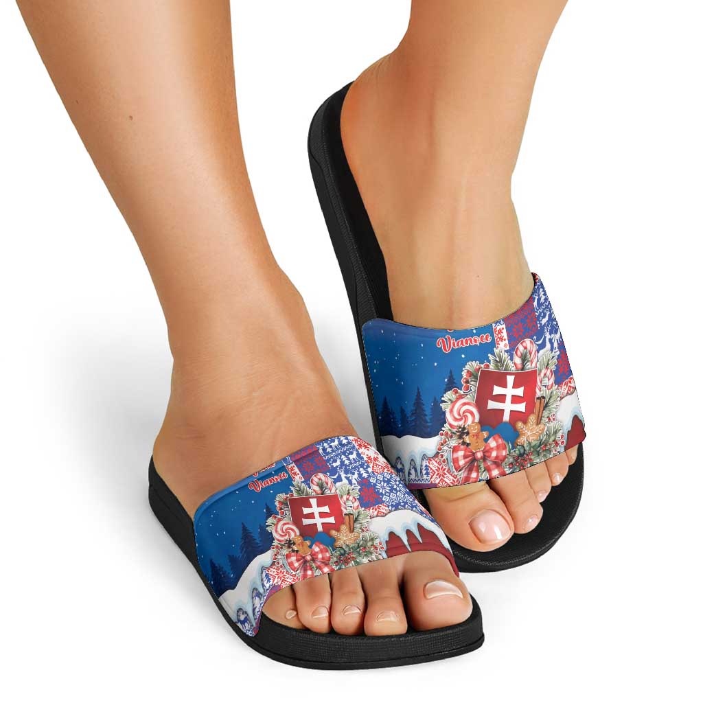 Slovakia Christmas Slide Sandals Vesale Vianoce Xmas Pattern - Wonder Print Shop