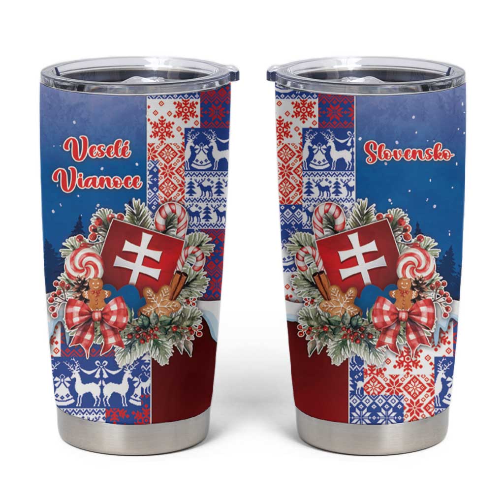 Slovakia Christmas Tumbler Cup Vesale Vianoce Xmas Pattern - Wonder Print Shop