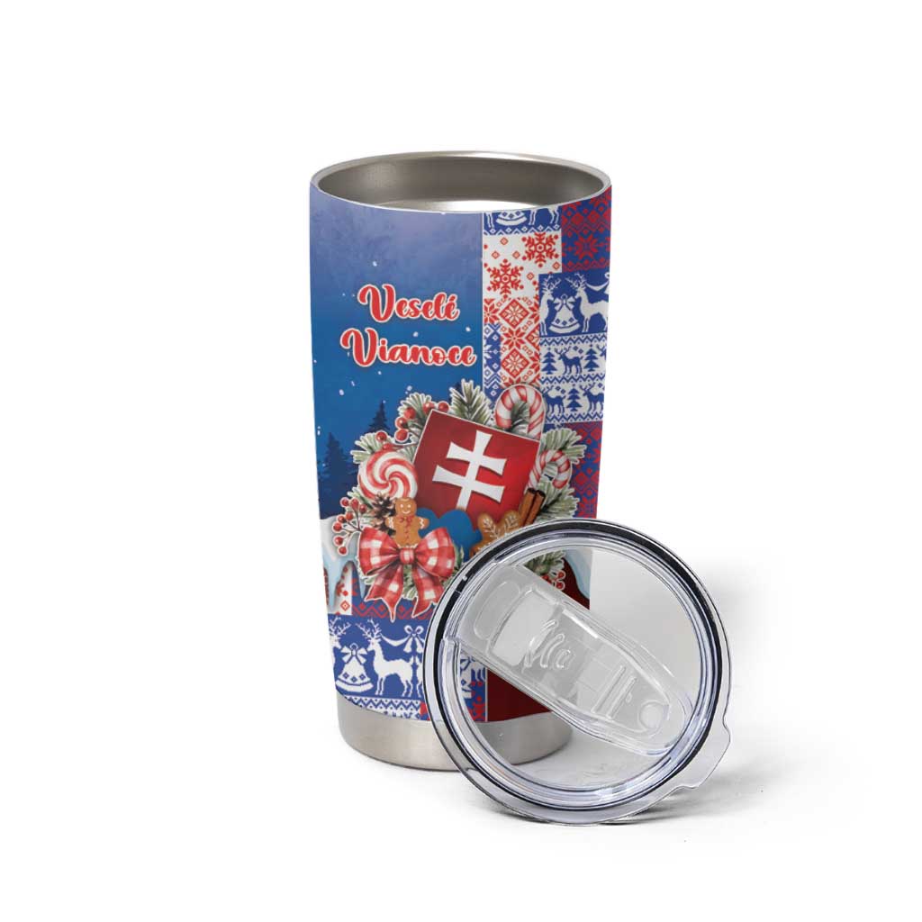 Slovakia Christmas Tumbler Cup Vesale Vianoce Xmas Pattern - Wonder Print Shop