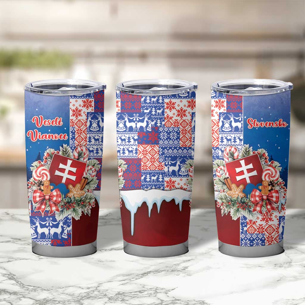 Slovakia Christmas Tumbler Cup Vesale Vianoce Xmas Pattern - Wonder Print Shop