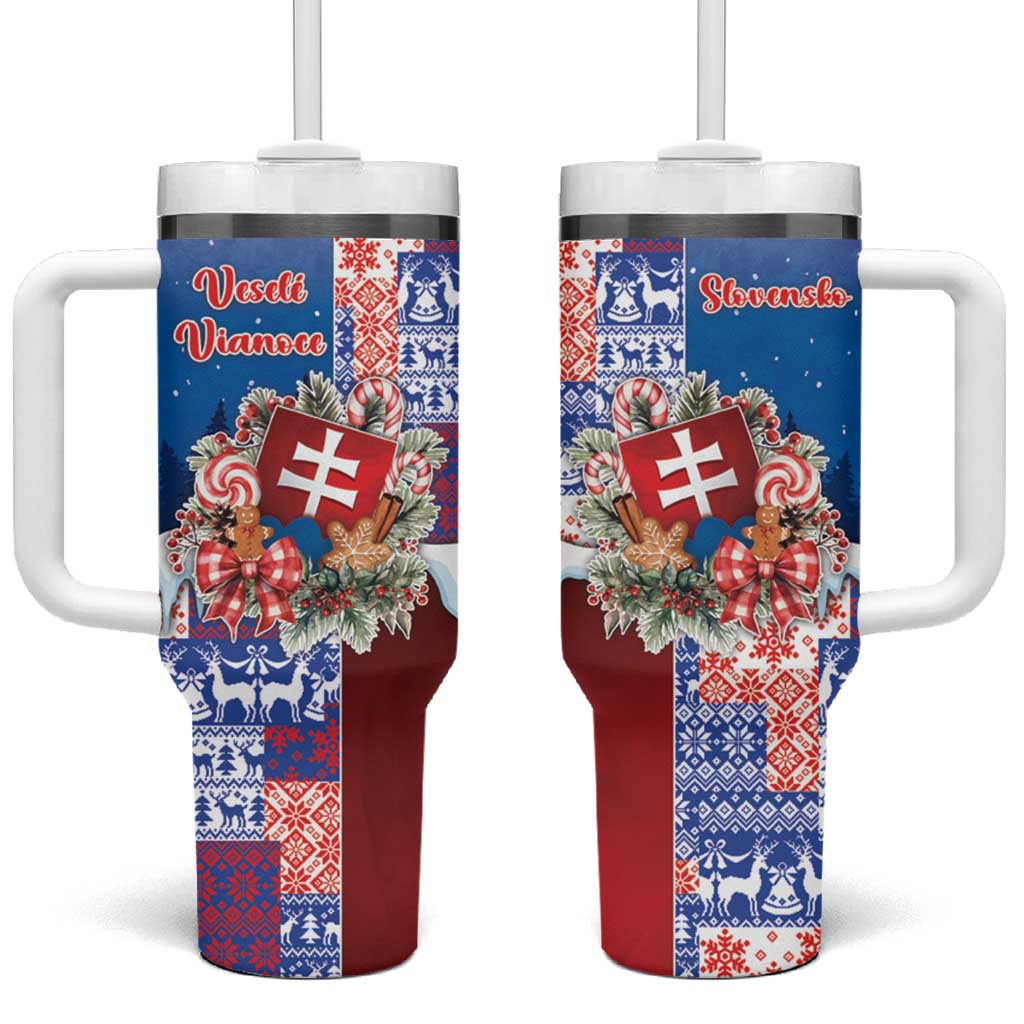 Slovakia Christmas Tumbler With Handle Vesale Vianoce Xmas Pattern - Wonder Print Shop