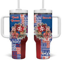 Slovakia Christmas Tumbler With Handle Vesale Vianoce Xmas Pattern - Wonder Print Shop