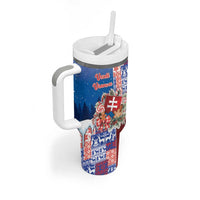 Slovakia Christmas Tumbler With Handle Vesale Vianoce Xmas Pattern - Wonder Print Shop