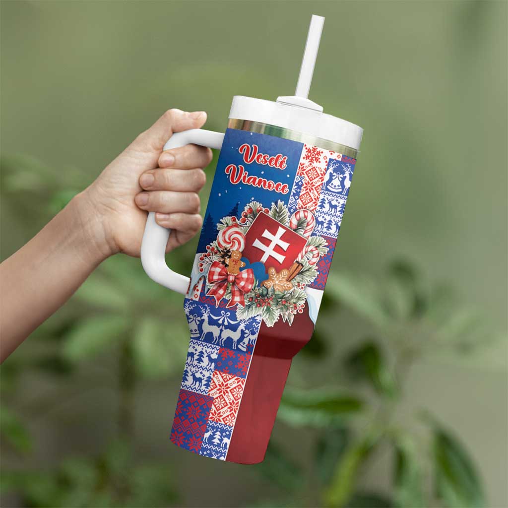Slovakia Christmas Tumbler With Handle Vesale Vianoce Xmas Pattern - Wonder Print Shop
