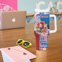 Slovakia Christmas Tumbler With Handle Vesale Vianoce Xmas Pattern - Wonder Print Shop