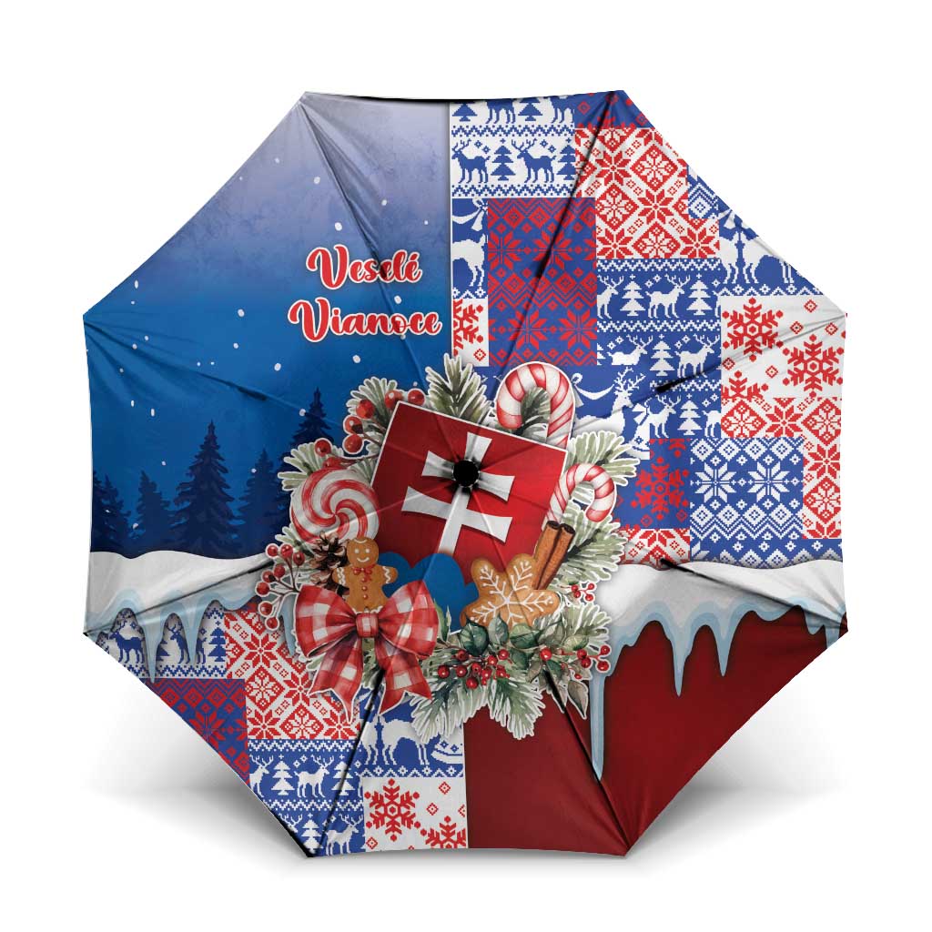 Slovakia Christmas Umbrella Vesale Vianoce Xmas Pattern - Wonder Print Shop