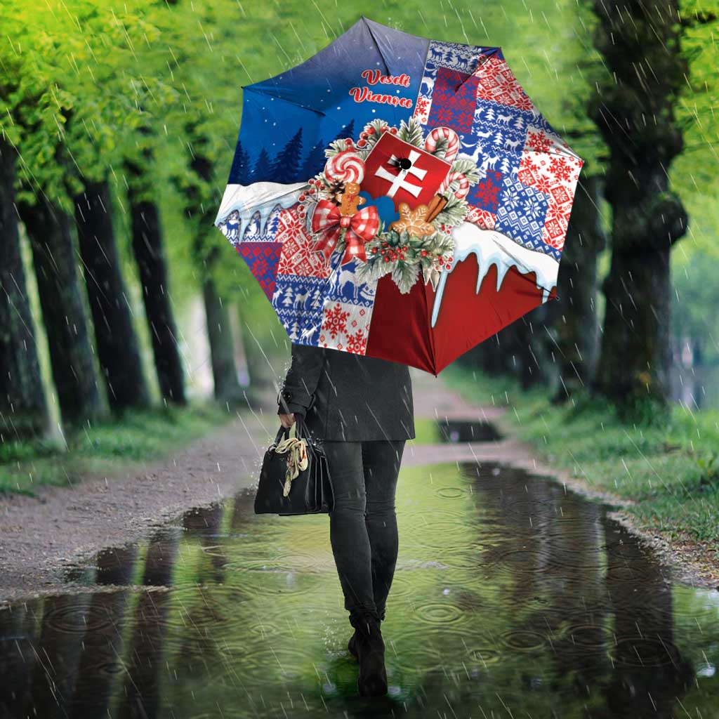 Slovakia Christmas Umbrella Vesale Vianoce Xmas Pattern - Wonder Print Shop