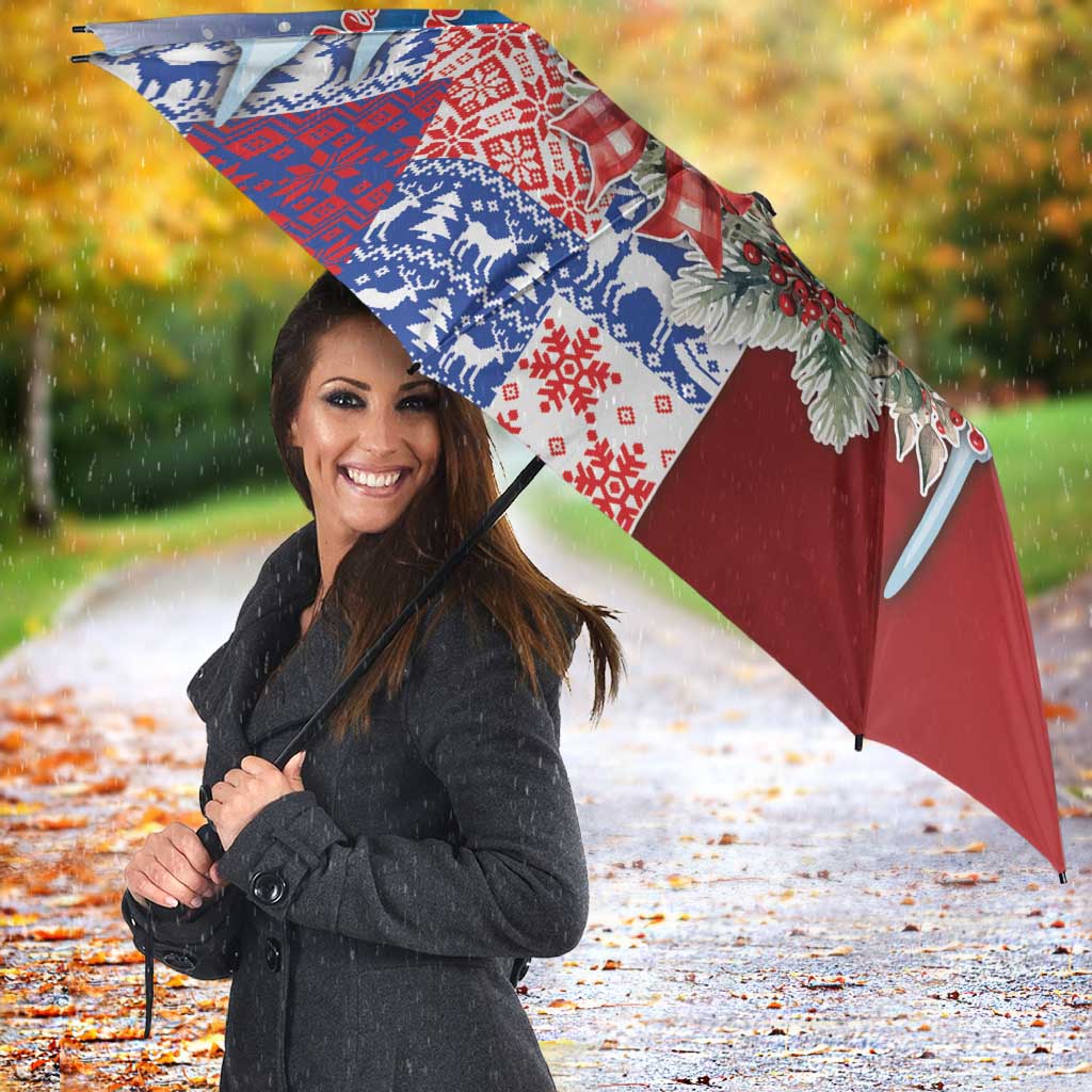 Slovakia Christmas Umbrella Vesale Vianoce Xmas Pattern - Wonder Print Shop