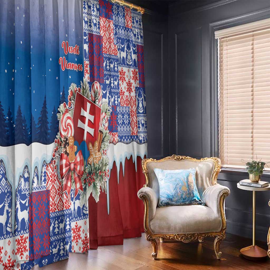Slovakia Christmas Window Curtain Vesale Vianoce Xmas Pattern - Wonder Print Shop