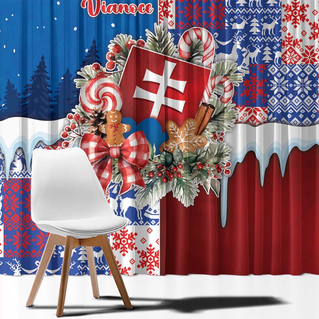 Slovakia Christmas Window Curtain Vesale Vianoce Xmas Pattern - Wonder Print Shop