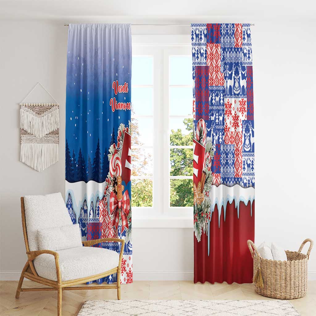 Slovakia Christmas Window Curtain Vesale Vianoce Xmas Pattern - Wonder Print Shop
