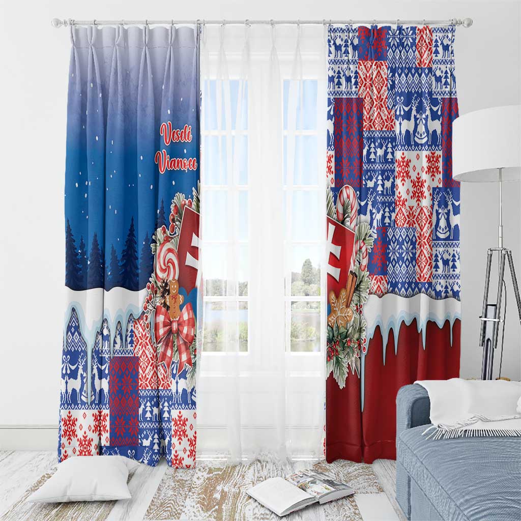 Slovakia Christmas Window Curtain Vesale Vianoce Xmas Pattern - Wonder Print Shop