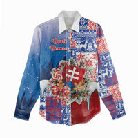 Slovakia Christmas Women Casual Shirt Vesale Vianoce Xmas Pattern - Wonder Print Shop