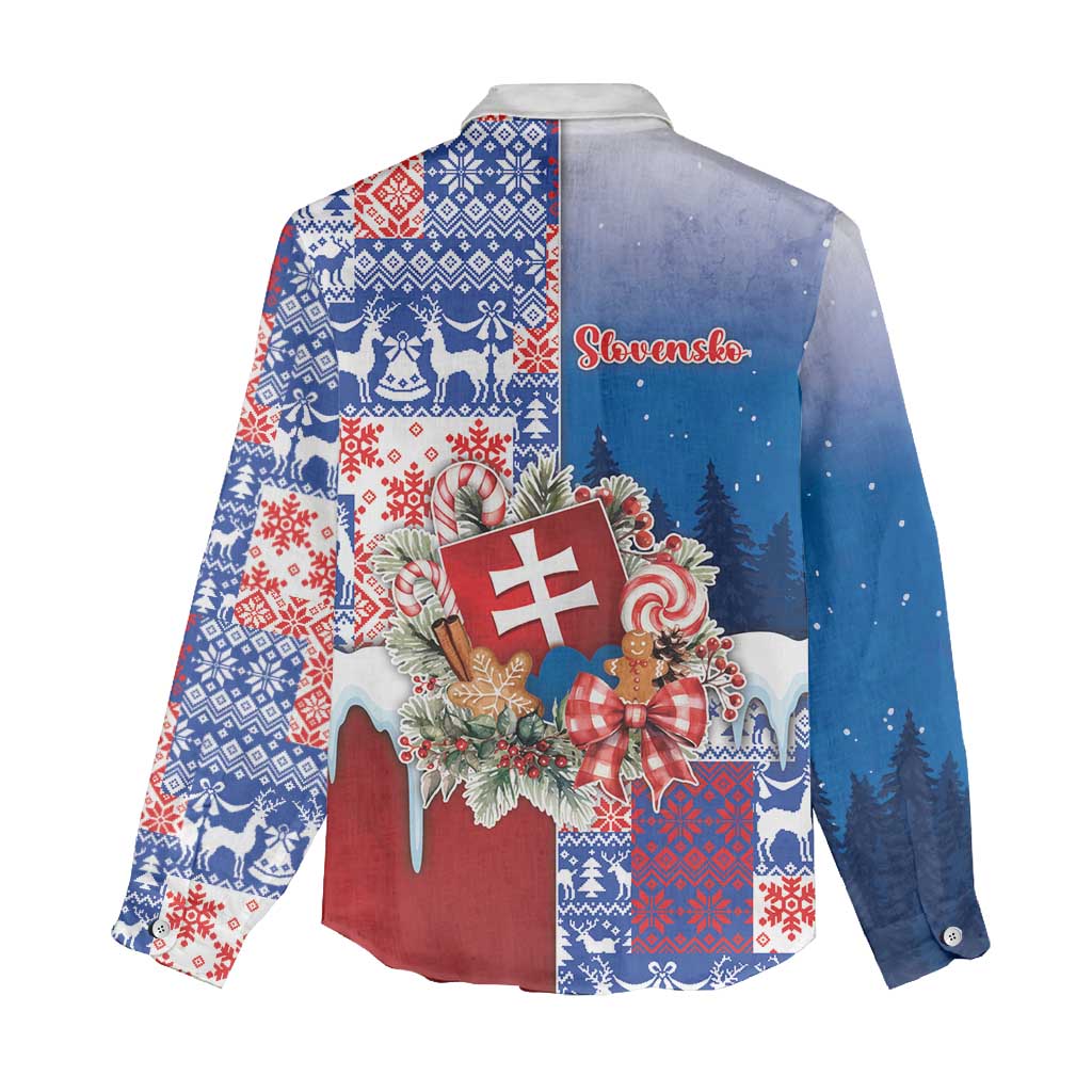 Slovakia Christmas Women Casual Shirt Vesale Vianoce Xmas Pattern - Wonder Print Shop