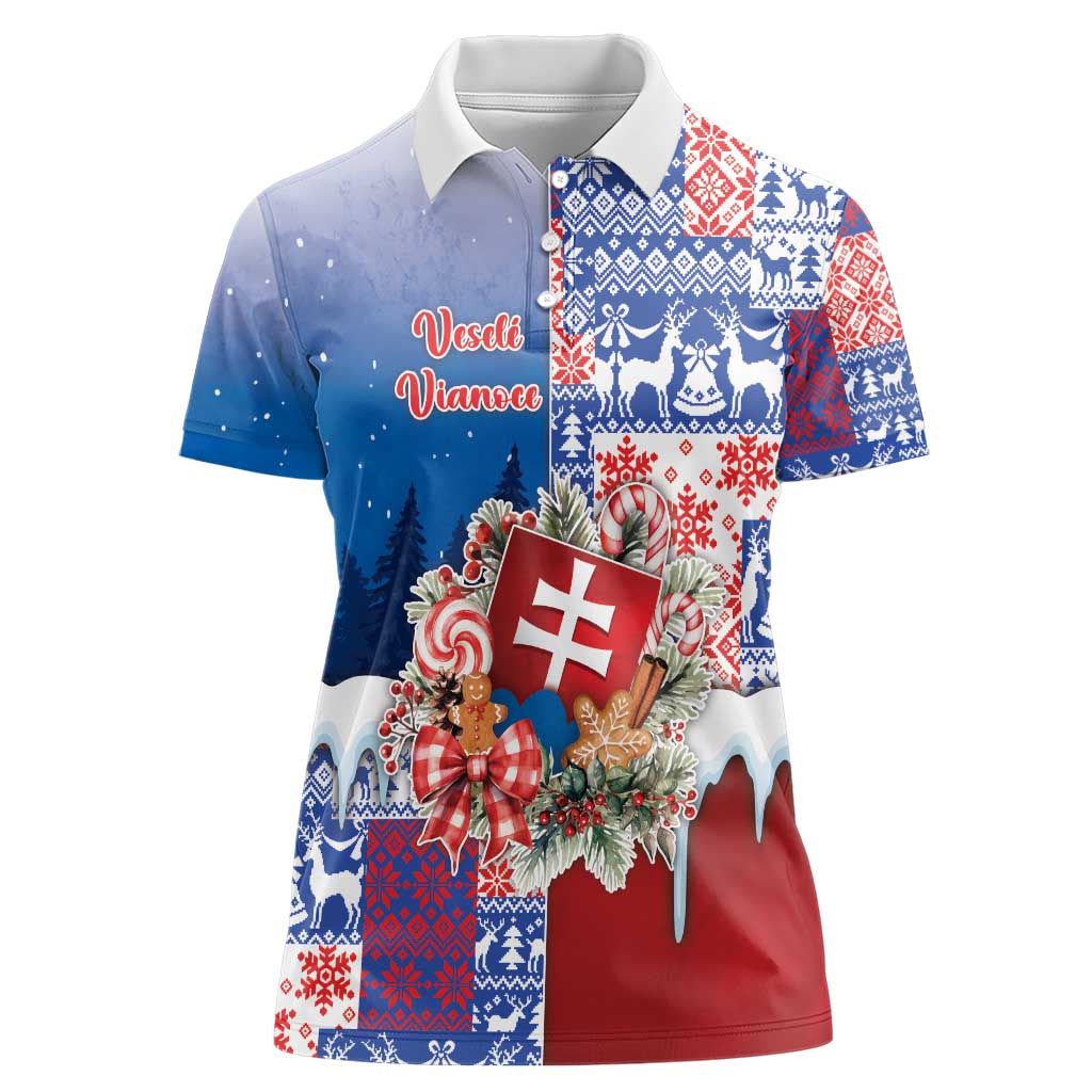 Slovakia Christmas Women Polo Shirt Vesale Vianoce Xmas Pattern - Wonder Print Shop