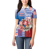 Slovakia Christmas Women Polo Shirt Vesale Vianoce Xmas Pattern - Wonder Print Shop