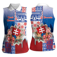 Slovakia Christmas Women Sleeveless Polo Shirt Vesale Vianoce Xmas Pattern - Wonder Print Shop