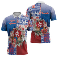 Slovakia Christmas Zipper Polo Shirt Vesale Vianoce Xmas Pattern - Wonder Print Shop