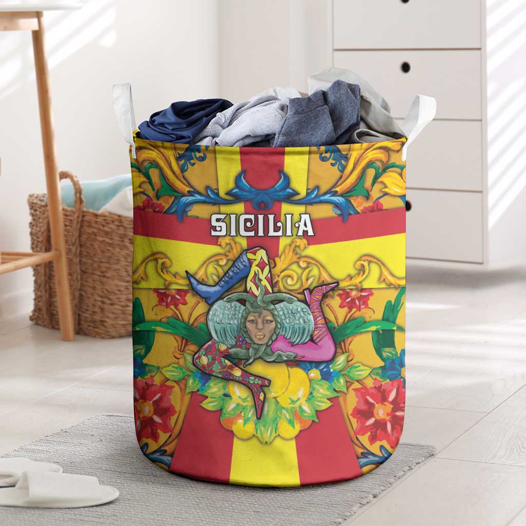 Italy Sicily Laundry Basket Gorgoneion Baroque Patterns - Wonder Print Shop