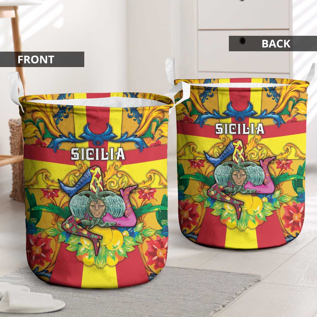 Italy Sicily Laundry Basket Gorgoneion Baroque Patterns - Wonder Print Shop
