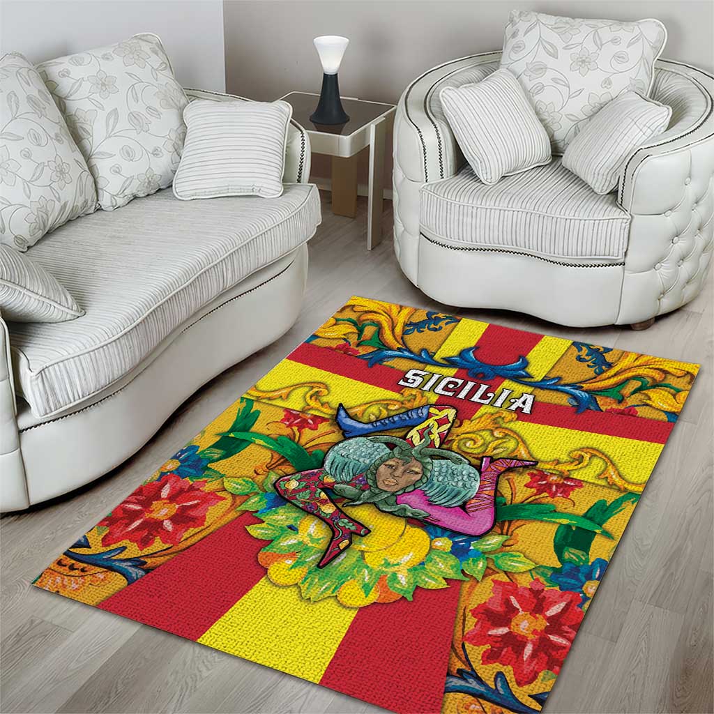 Italy Sicily Area Rug Gorgoneion Baroque Patterns - Wonder Print Shop