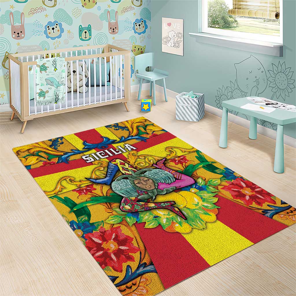 Italy Sicily Area Rug Gorgoneion Baroque Patterns - Wonder Print Shop