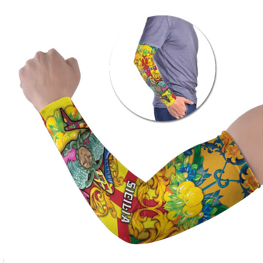 Personalized Italy Sicily Arm Sleeves Gorgoneion Baroque Patterns - Wonder Print Shop