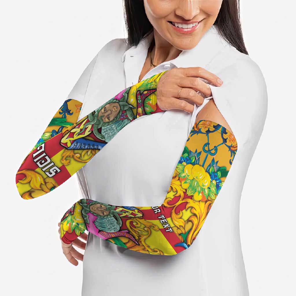 Personalized Italy Sicily Arm Sleeves Gorgoneion Baroque Patterns - Wonder Print Shop