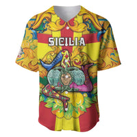 Personalized Italy Sicily Baseball Jersey Gorgoneion Baroque Patterns - Wonder Print Shop