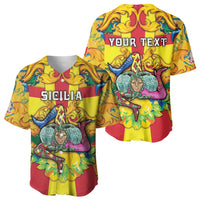 Personalized Italy Sicily Baseball Jersey Gorgoneion Baroque Patterns - Wonder Print Shop