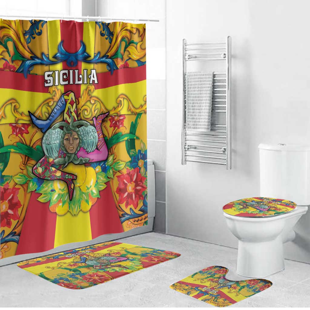 Italy Sicily Bathroom Set Gorgoneion Baroque Patterns - Wonder Print Shop