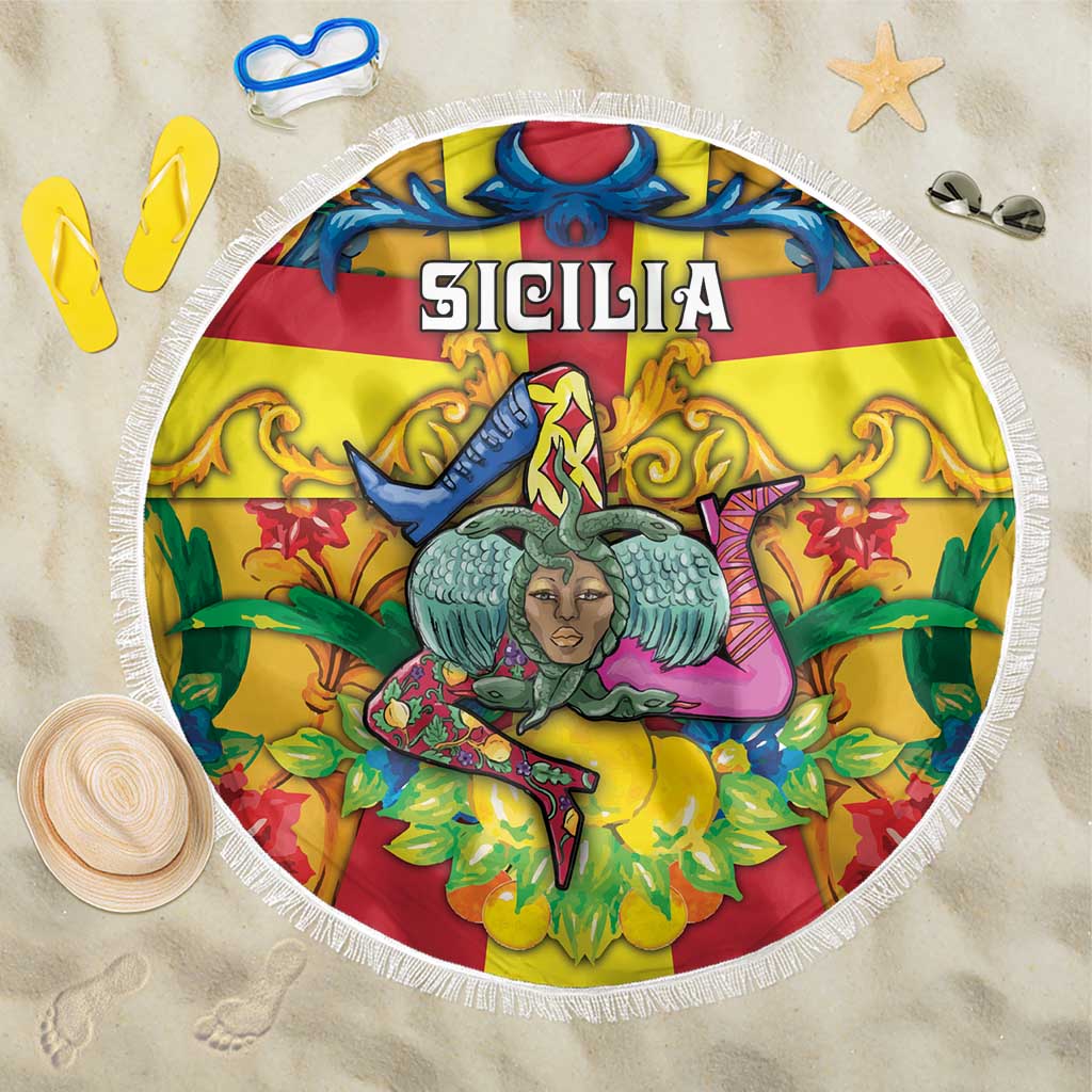 Italy Sicily Beach Blanket Gorgoneion Baroque Patterns - Wonder Print Shop