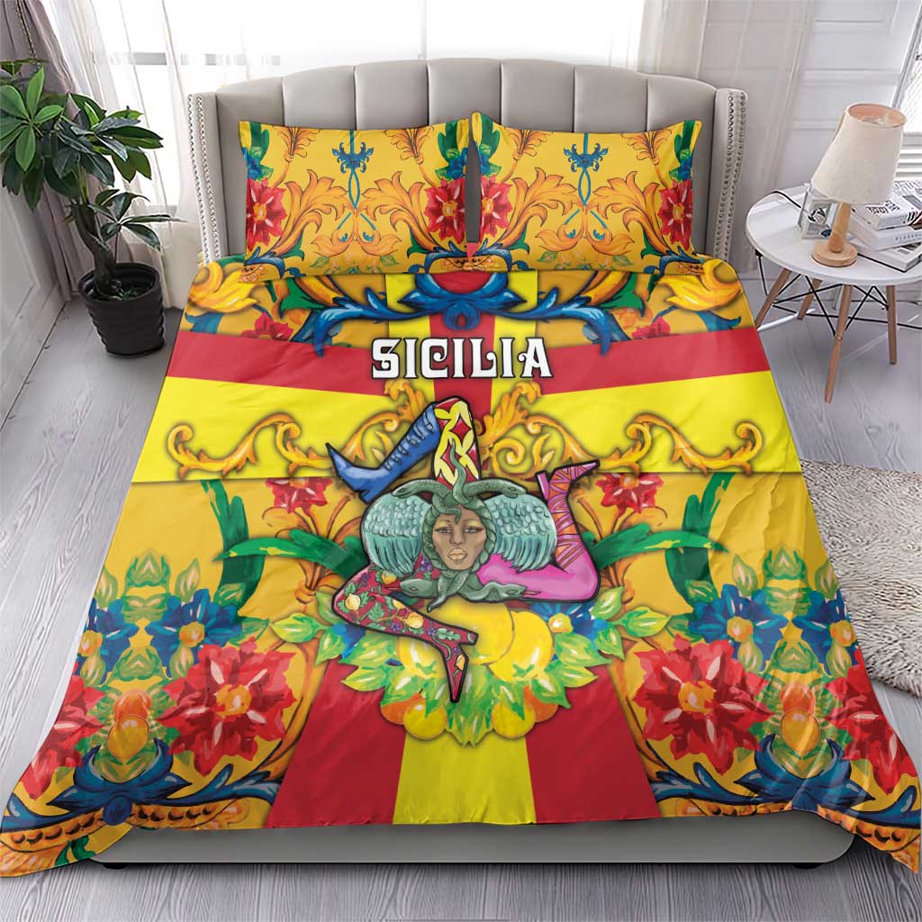 Italy Sicily Bedding Set Gorgoneion Baroque Patterns - Wonder Print Shop
